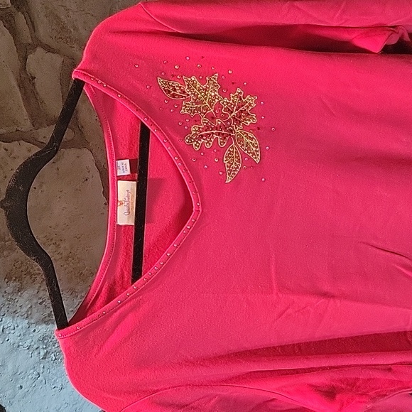 Quacker Factory Christmas Holly Leaves 3/4 Sleeve Size 3X - Picture 2 of 6